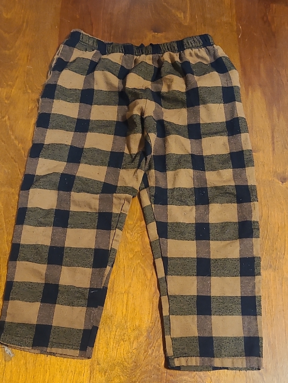 Kids Black & Brown Plaid Pajama Pants - Elastic Waist